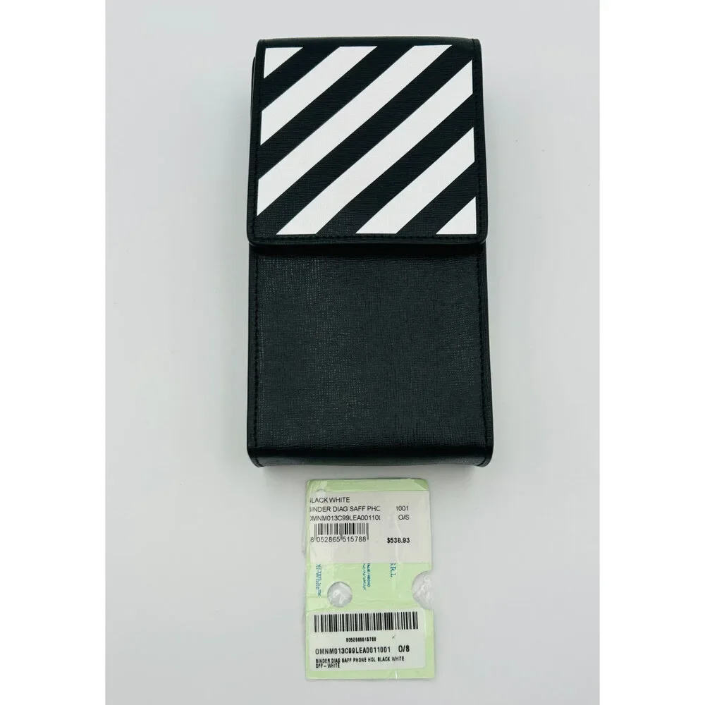 Off-White Binder Diagonal Stripe Print Phone Holder Men Black/White Lightweight
